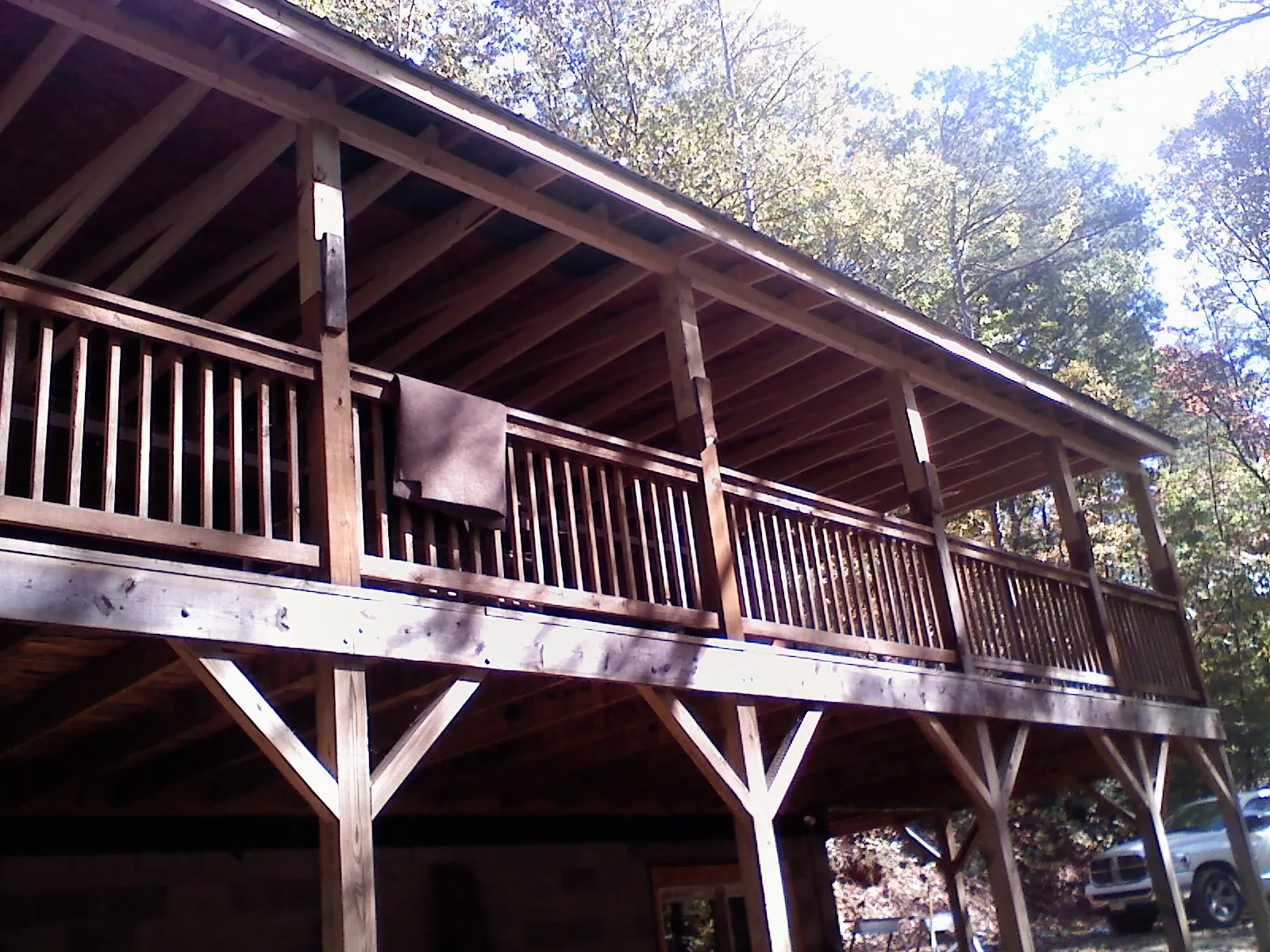 Timber framing under a new elevated porch and deck — Roof Leak Repair in Christiansburg by Roofing Brothers